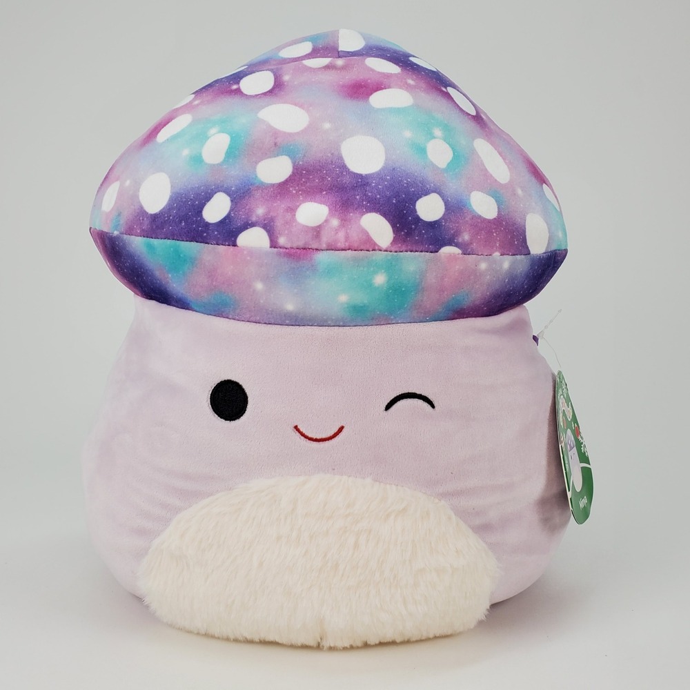 Squishmallows Minya Mushroom Galaxy Print 12 Inch Plush Purple Winking NWT
